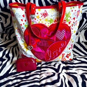 2 pc BRIGHTON Tote Bag purse Hearts coin pouch